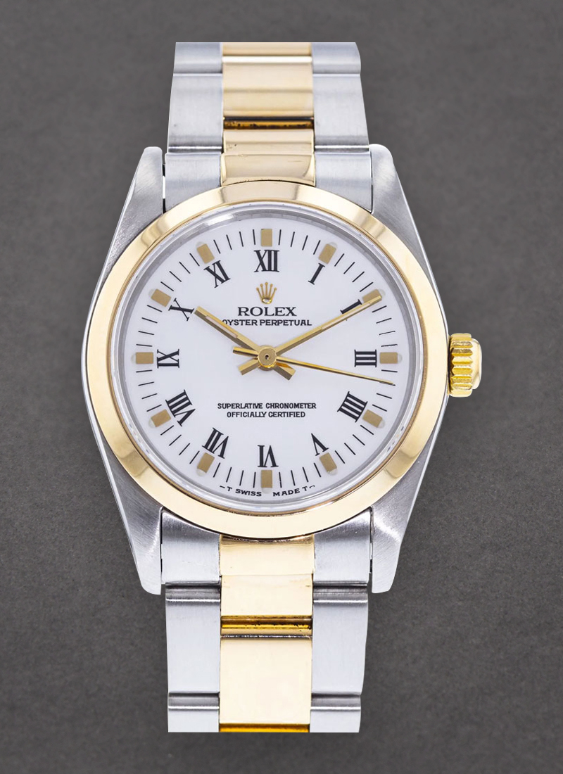 Pre-Owned Rolex Oyster Perpetual 31mm in Steel wtih Yellow Gold Smooth Bezel