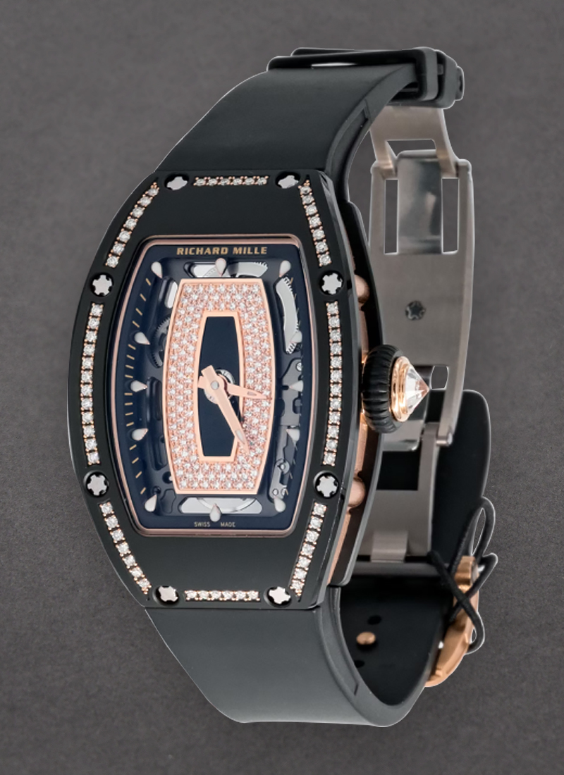 Richard Mille Rm07-01 in Rose Gold and Black Ceramic with Diamond Bezel