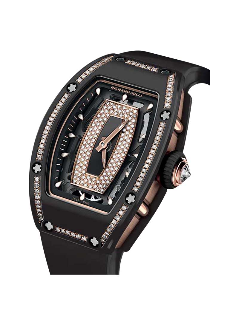 Richard Mille Rm07-01 in Rose Gold and Black Ceramic with Diamond Bezel