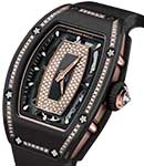 Rm07-01 in Rose Gold and Black Ceramic with Diamond Bezel on Black Rubber Strap with Diamond Set Skeleton Dial
