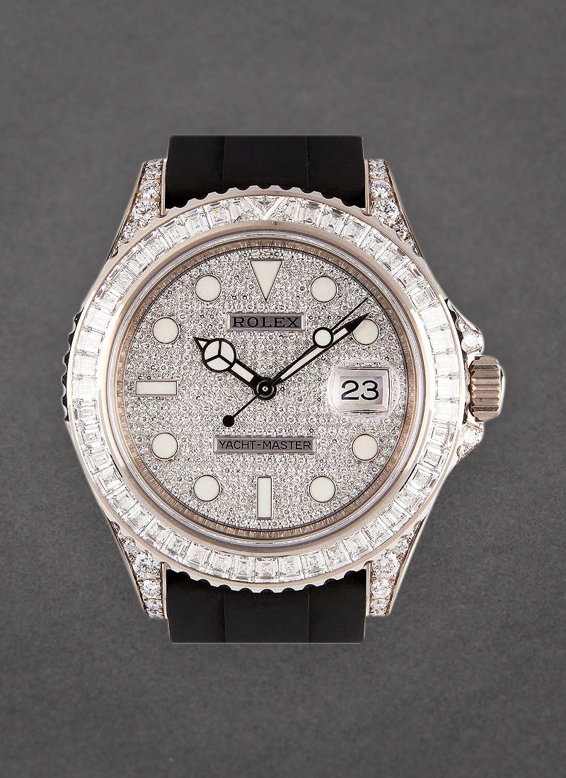 Rolex Unworn Yachtmaster 42mm in White Gold with Baguette Diamond Bezel