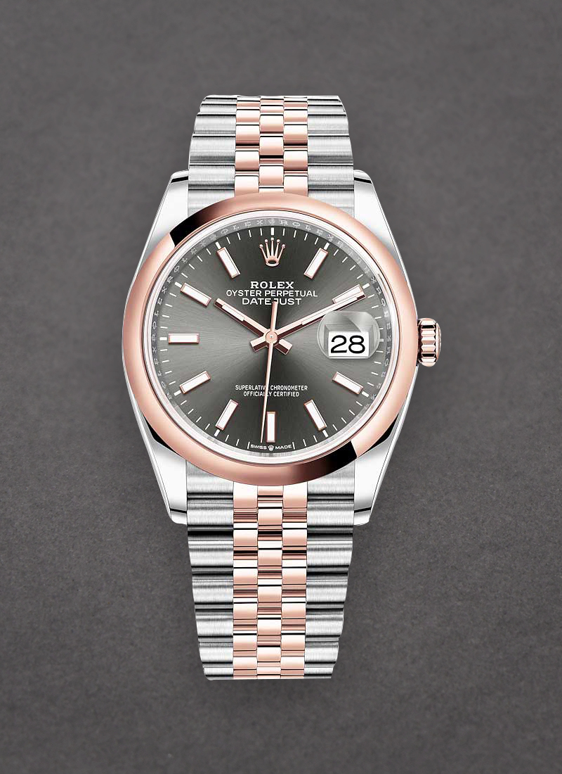 Pre-Owned Rolex Datejust 36mm in Steel with Rose Gold Smooth Bezel