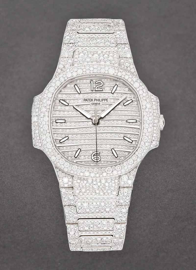 Patek Philippe Nautilus Ladies 7118/1450G Automatic in White Gold with Pave Diamond