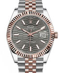 Datejust 41mm in Steel with Rose Gold Fluted Bezel on Jubilee Bracelet with Grey Motif Stick Dial