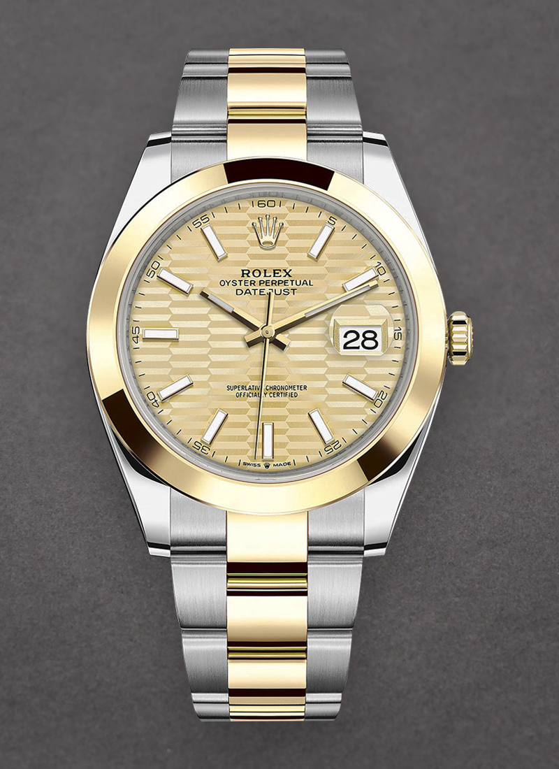 Rolex Unworn Datejust 41mm in Steel with Yellow Gold Domed Bezel