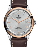 1926 39mm Automatic in Steel with Rose Gold Bezel on Brown Calfskin Leaher Strap with Silver Dial