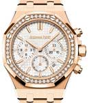 Royal Oak Chronograph 38mm Rose Gold With Diamond Bezel on Rose Gold Bracelet with Silver Dial