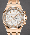 Royal Oak Chronograph 38mm Rose Gold With Diamond Bezel on Rose Gold Bracelet with Silver Dial