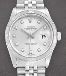 Datejust 36mm in Steel with Turn-O-Graph Bezel on Jubilee Bracelet with Silver DiamondDial