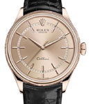 Cellini Time 39mm in Rose Gold on Leather Strap with Pink Stick Dial