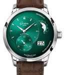 PanoMaticLunar 40mm in Steel on Brown Crocodile Leather Strap with Green Dial