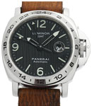 PAM 29 - Luminor GMT in Steel on Brown Leather Strap with Black Dial