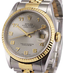 Datejust 36mm in Steel with Yellow Gold Fluted Bezel on Jubilee Bracelet with Grey Arabic Dial