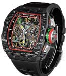 Rm65-01 Split-seconds Chronograph in NTPT Carbon with Titanium on Black Rubber Strap with Skeleton Dial