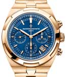 Overseas Chronograph Mens 42.5mm Automatic in Rose Gold on Rose Gold Bracelet with Blue Dial