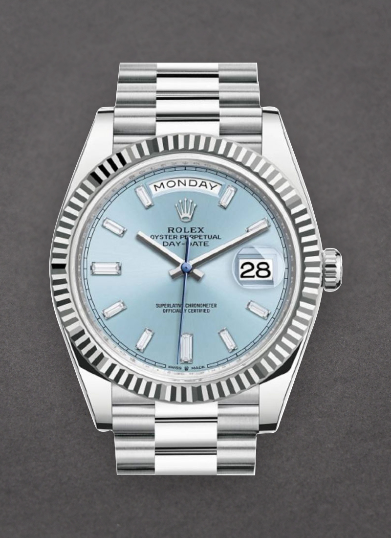 Rolex Unworn Day-Date Platinum President with Fluted Bezel