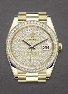 Rolex Unworn 228348RBR-0037 President Day-Date 40mm in Yellow Gold with Diamond Bezel 228348RBR-0037