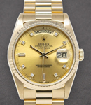 President Day Date 36mm in Yellow Gold with Fluted Bezel on President Bracelet with Champagne Diamond Dial