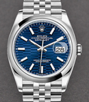 Datejust 36mm in Steel with Domed Bezel on Jubilee Bracelet with Blue Fluted Motif Dial