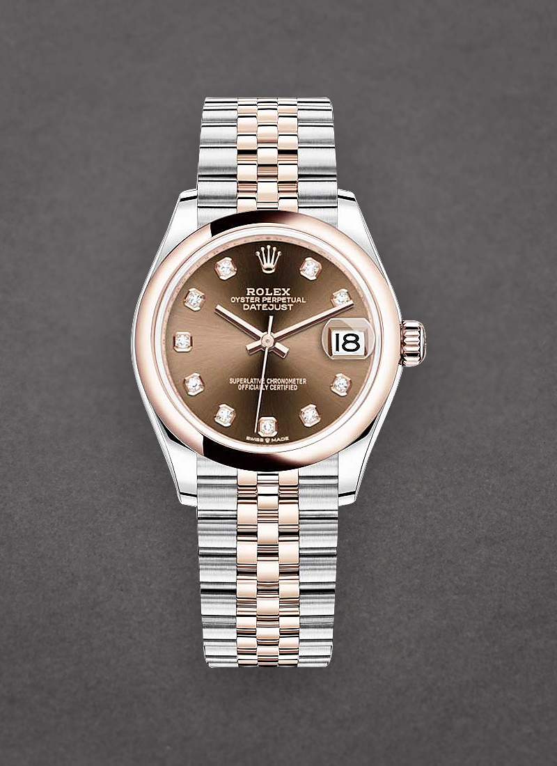 Rolex Unworn Datejust 31mm in Steel with Rose Gold Smooth Bezel