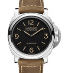 Luminor Base - 44mm - in Steel On Brown Strap with Black Dial