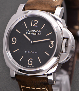 Luminor Base - 44mm - in Steel On Brown Strap with Black Dial