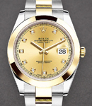 Datejust 41mm in Steel with Yellow Gold Smooth Bezel on Oyster Bracelet with Champagne Diamond Dial