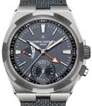 Overseas Dual Time Everest 41mm in Titanium & Steel on Grey Fabric Strap with Greyish Blue Dial