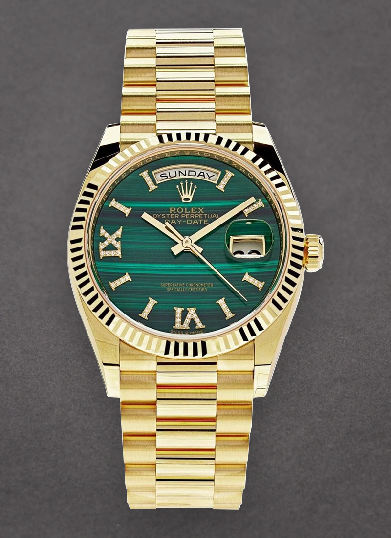 Pre-Owned Rolex President 36mm in Yellow Gold with Fluted Bezel