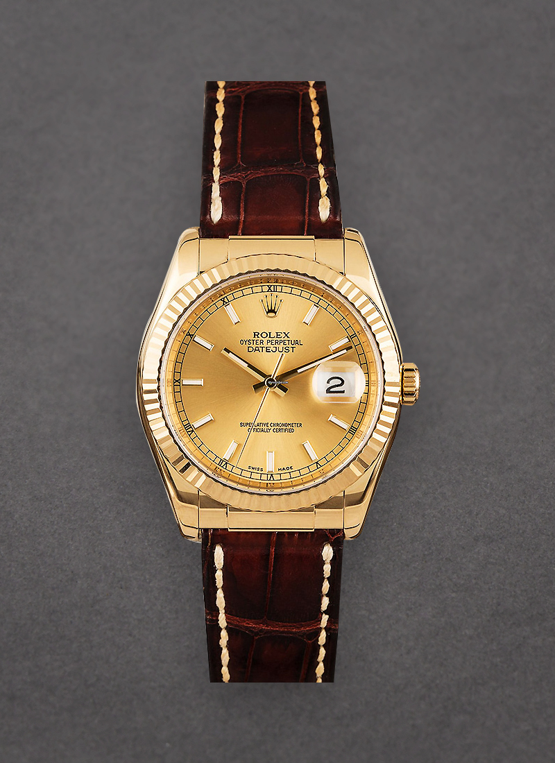 Pre-Owned Rolex Datejust 36mm in Yellow Gold with Fluted Bezel