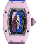RM 07-01 Pink Pastel in Pink Ceramic - Limited 50 on Blue and Lavender Rubber Strap with Pastel Lavender and Blue Dial