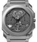 Octo Finissimo Tourbillon Chronograph 42mm in Titanium on Titanium Bracelet with Grey Skeleton Dial