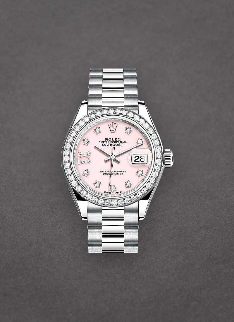 Rolex Unworn Ladies Datejust 28mm in White Gold with Diamond Bezel