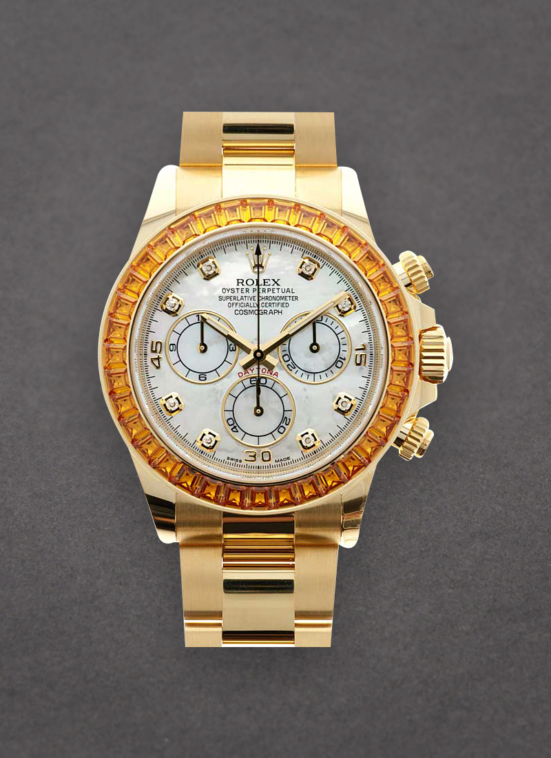 Pre-Owned Rolex Daytona 40mm in Yellow Gold with Orange Sapphire Bezel