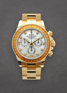 Pre-Owned Rolex 116578 Daytona 40mm in Yellow Gold with Orange Sapphire Bezel 116578