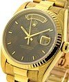 Day-Date - President - Yellow Gold - Fluted Bezel - 36mm  on President Bracelet with Burl Wood Stick Dial
