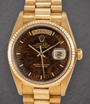 Day-Date - President - Yellow Gold - Fluted Bezel - 36mm  on President Bracelet with Burl Wood Stick Dial