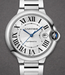 Cartier Ballon Bleu 40mm Mens Watch in Stainless Steel on Stainless Steel Bracelet with Silver Dial