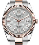 Datejust 41mm in Steel with Rose Gold Fluted Bezel on Bracelet with Silver Fluted Motif Dial