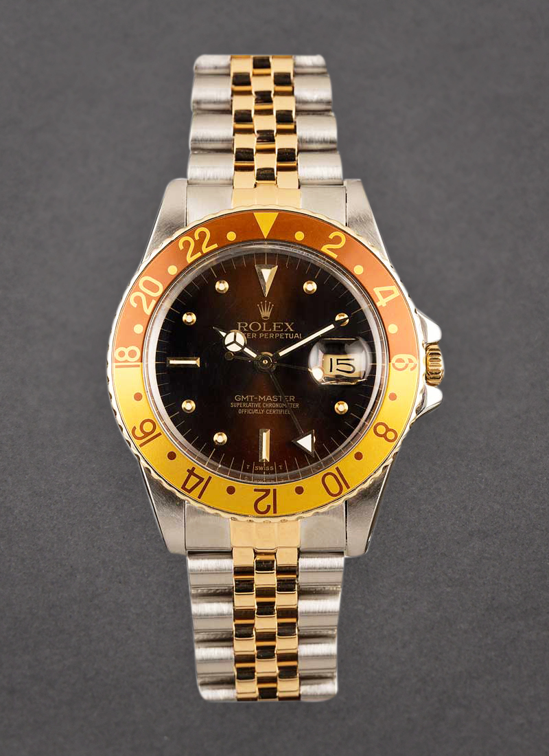 Pre-Owned Rolex GMT-Master in Steel with Yellow Gold Rootbeer Bezel