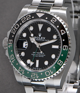 GMT Master II Lefty Sprite  on Oyster Bracelet - Green and Black Bezel