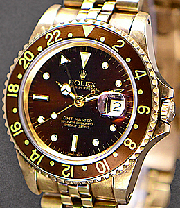 GMT Master 1 in Yellow Gold on Yellow Gold Jubilee Bracelet with Brown Dial