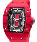 Rm07-01 ntpt in Carbon TPT and Red Quartz TPT on Red Rubber Strap with Transparent Dial