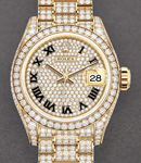 Datejust 28mm in Yellow Gold with Diamond Bezel on President Bracelet with Pave Diamond Dial