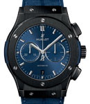 Classic Fusion 42mm Chronograph in Black Ceramic on Blue Rubber Strap with Blue Dial