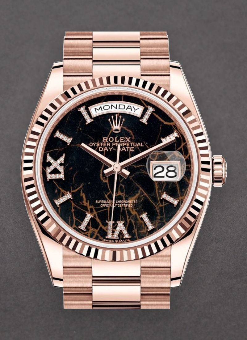 Pre-Owned Rolex President Day Date in Rose Gold with Fluted Bezel