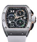 RM72-01 Chronograph in White Ceramic and Rose Gold on White Rubber Strap with Skeleton Dial