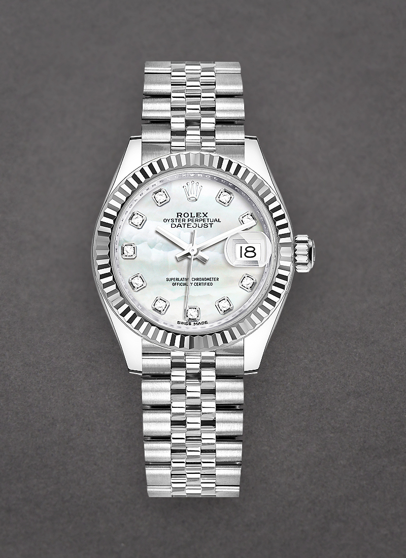 Pre-Owned Rolex Ladies Datejust 28mm in Steel with Fluted Bezel