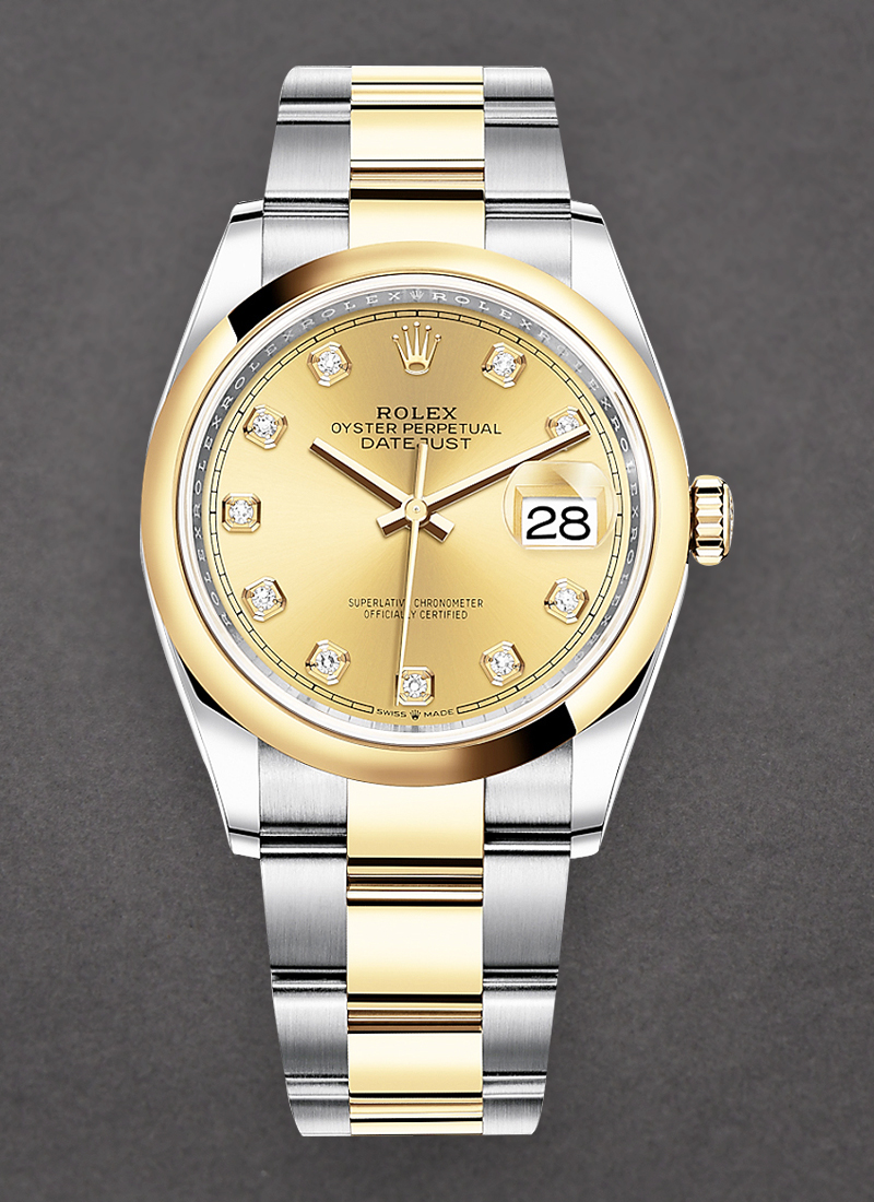 Pre-Owned Rolex Datejust 36mm in Steel with Yellow Gold Smooth Bezel