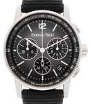Code 11.59 Chronograph Automatic in White Gold and Black Ceramic on Black Fabric Strap with Smoked Grey Dial